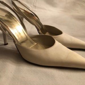BCBG Maxazria Ecru Satin Evening Pump